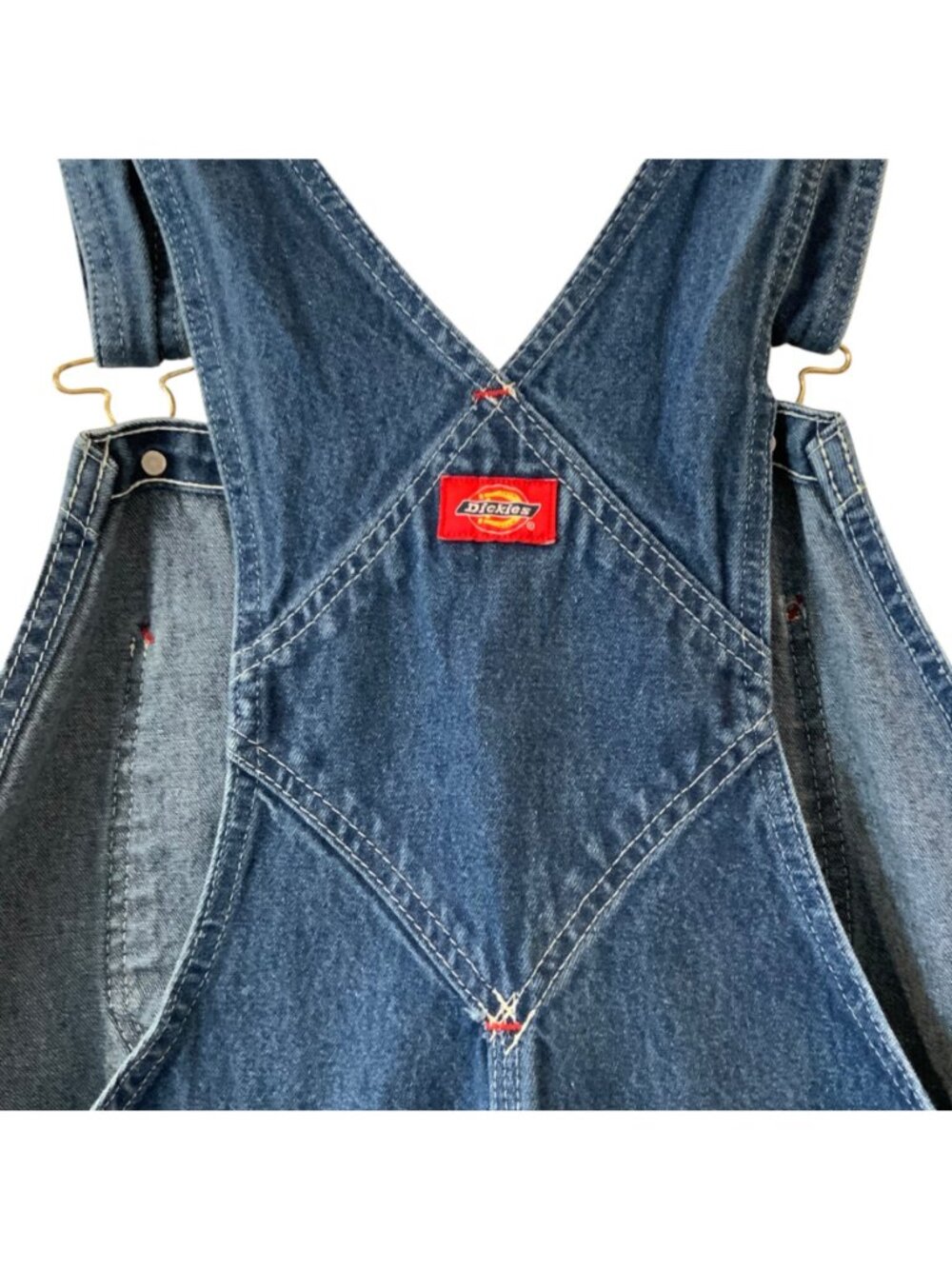 Dickies Bib Overalls Mens 40x32 Blue Denim Adjustable Straps Industrial Workwear - Picture 4 of 7